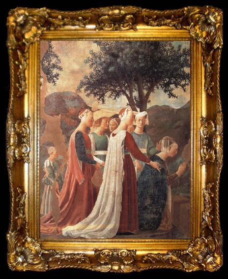 framed  Piero della Francesca Die Konigin von Saba betet das Kreuzesholz and Ausschnitt, ta009-2